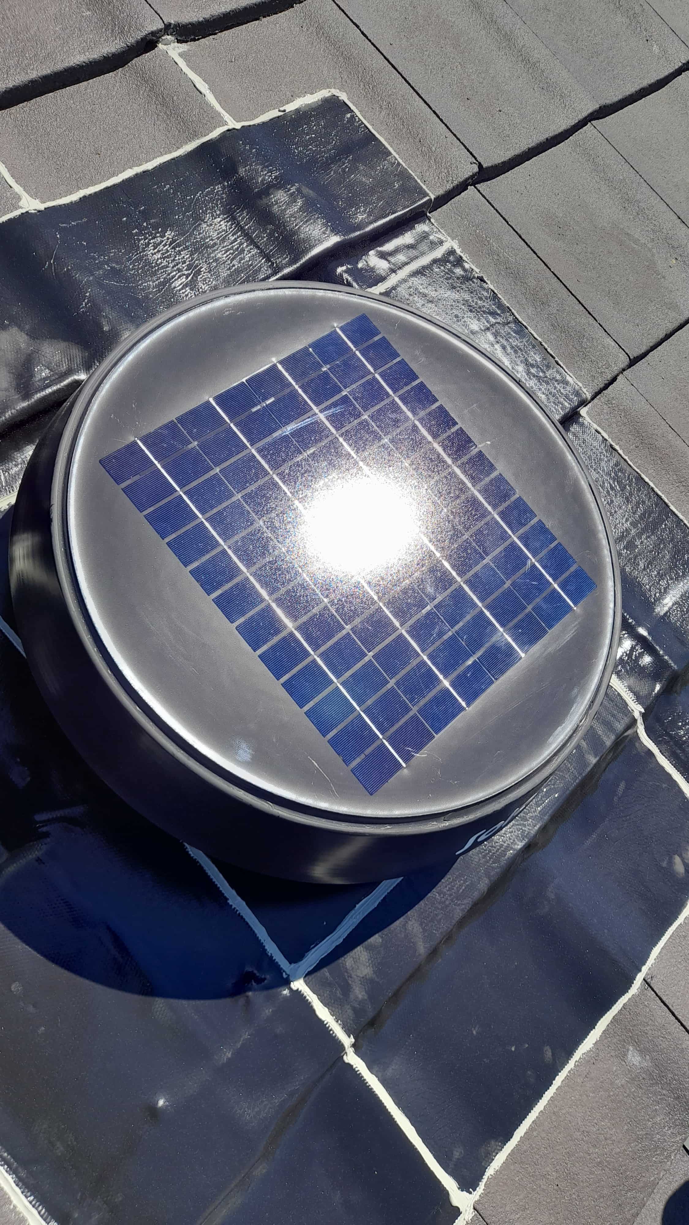 Solar Roof Vent installed on a tiled roof
